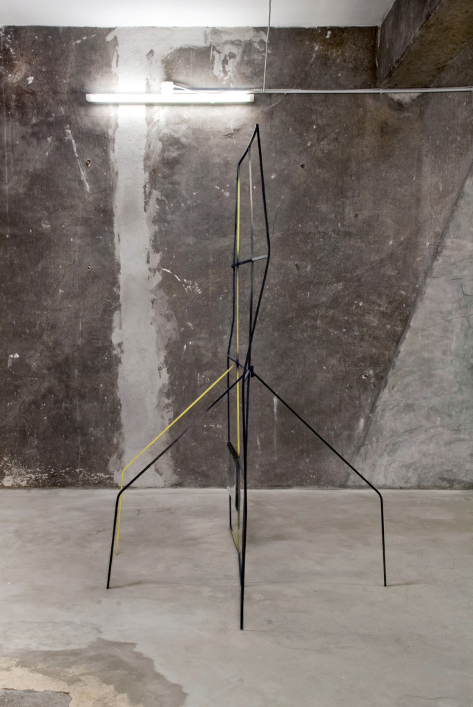 cristiano tassinari, grid, (gray), 2012, 350 x 300 cm, painted iron, spray on paper, pvc, photographs